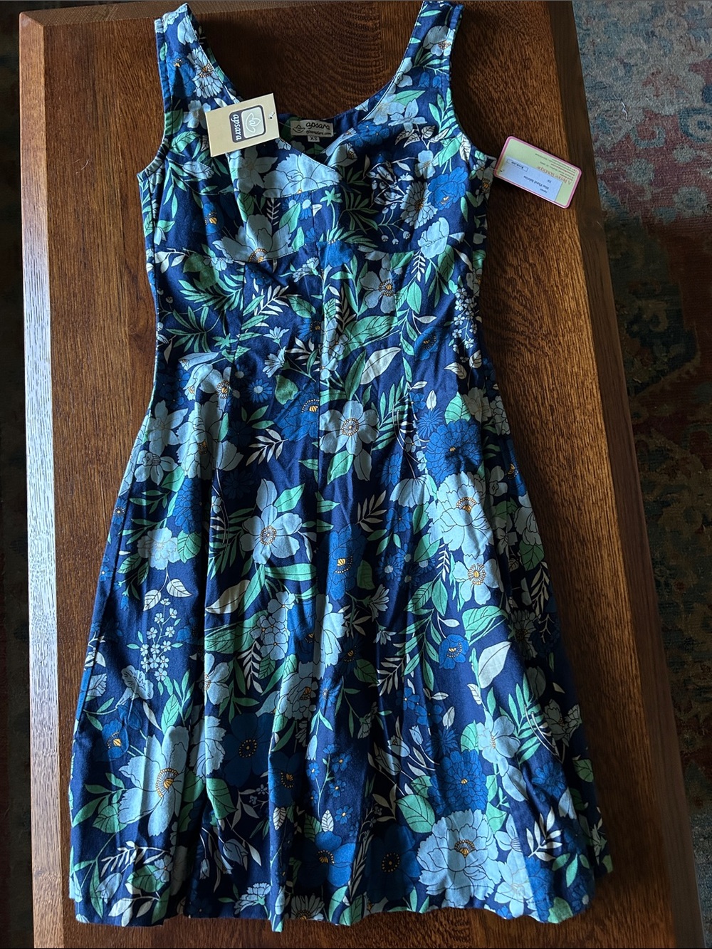Apsara Boutique Navy Blue Floral Sleeveless Dress